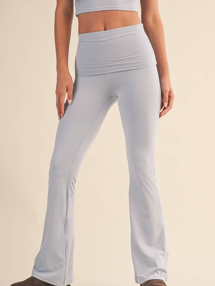 KIMBERLY C – wholesale Pants – Women's – Soft Knit Foldover Flare Pants1