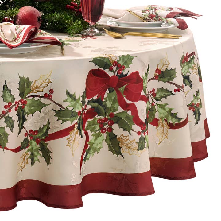 Threadmade Home - Wholesale Tablecloth - Villeroy & Boch Winter Bows & Garland Tablecloth