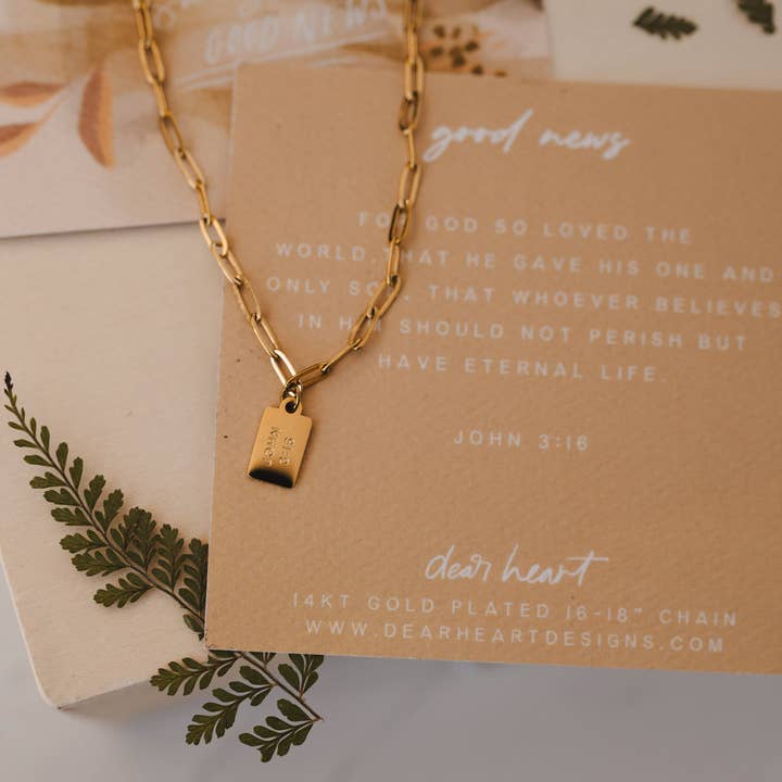 Dear Heart - Vente Colliers à pendentif - Collier Good News Mini Tag | Christian Jewelry