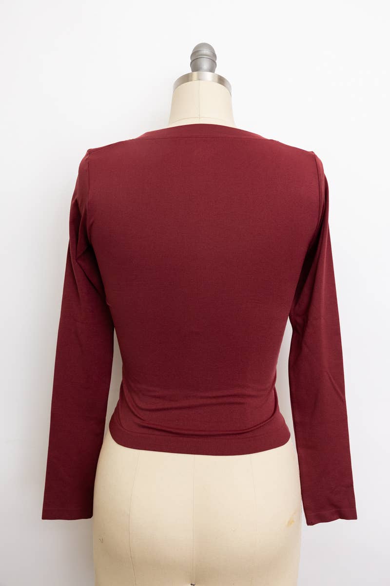 Leto Accessories - Wholesale Knit Top - Women's - Stylish Long Sleeve Crop Top in Sage, Copper, and Black6
