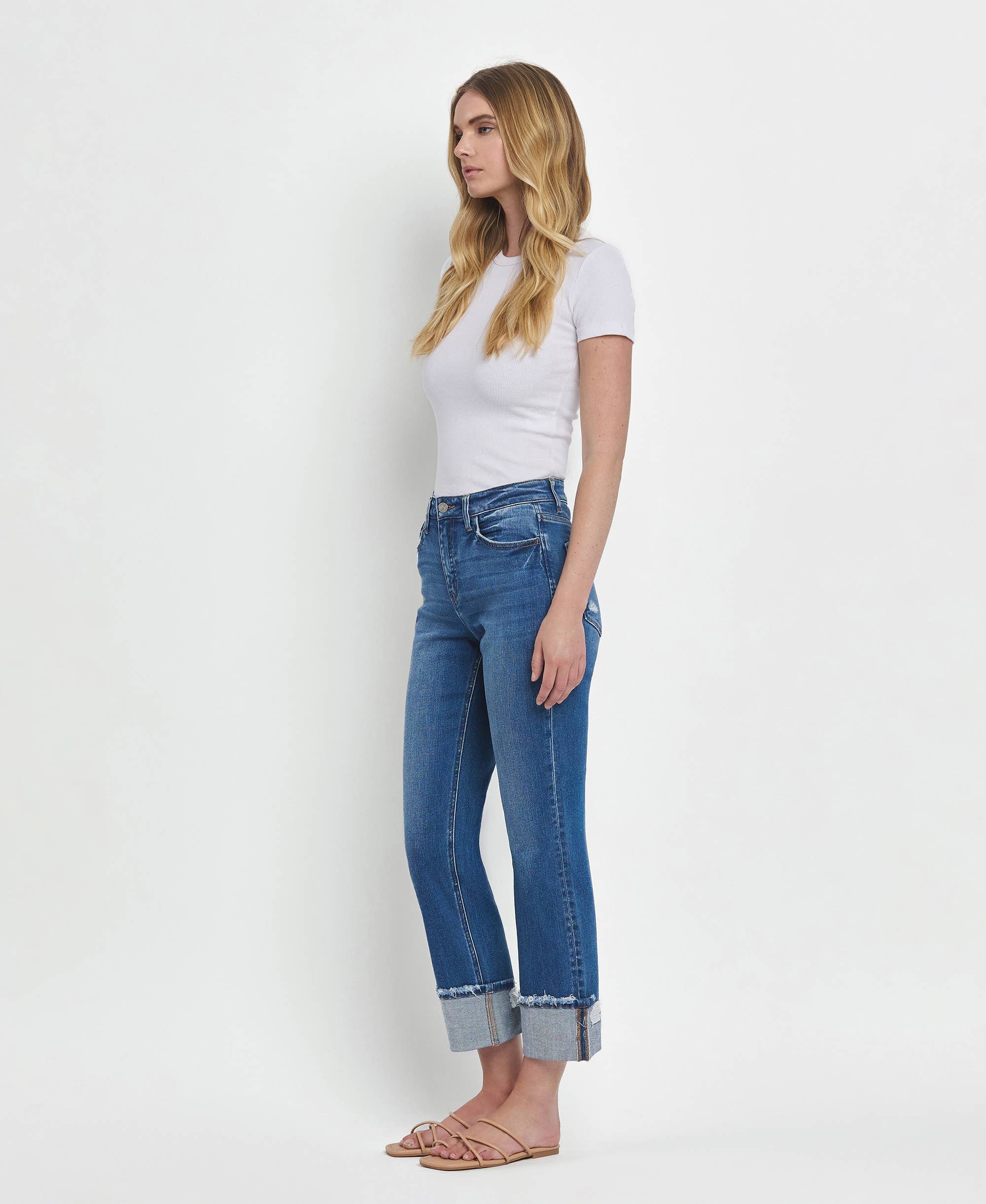 DAPHNE HIGH RISE CUFFED STRAIGHT JEANS T6600 for wholesale on Faire11