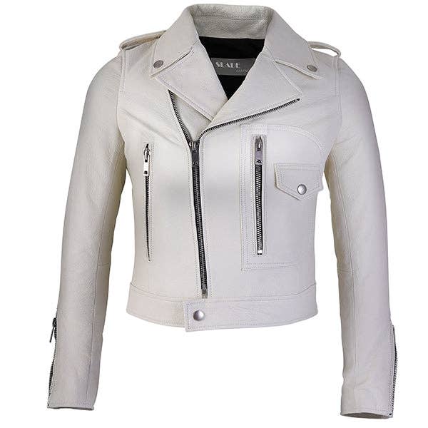 Slade Leather - Wholesale Leather Jacket - Women's - Fiona Off White Women's Club Wear Cowhide Leather Jacket1