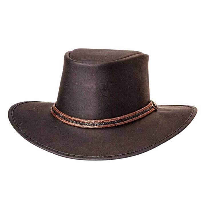 American Hat Makers - Wholesale Cowboy Hat - Unisex - Cowhide Leather Outback Hat - Style Midnight Rider1