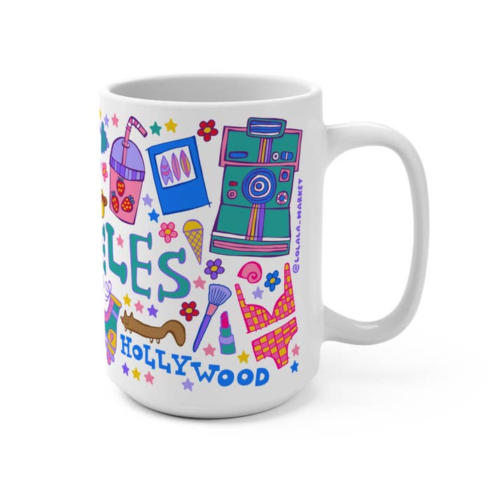 LOLALA - Your California Happiness Market 💛 - Wholesale Coffee Mug - Los Angeles FUN Coffee Mug (15oz, teal)