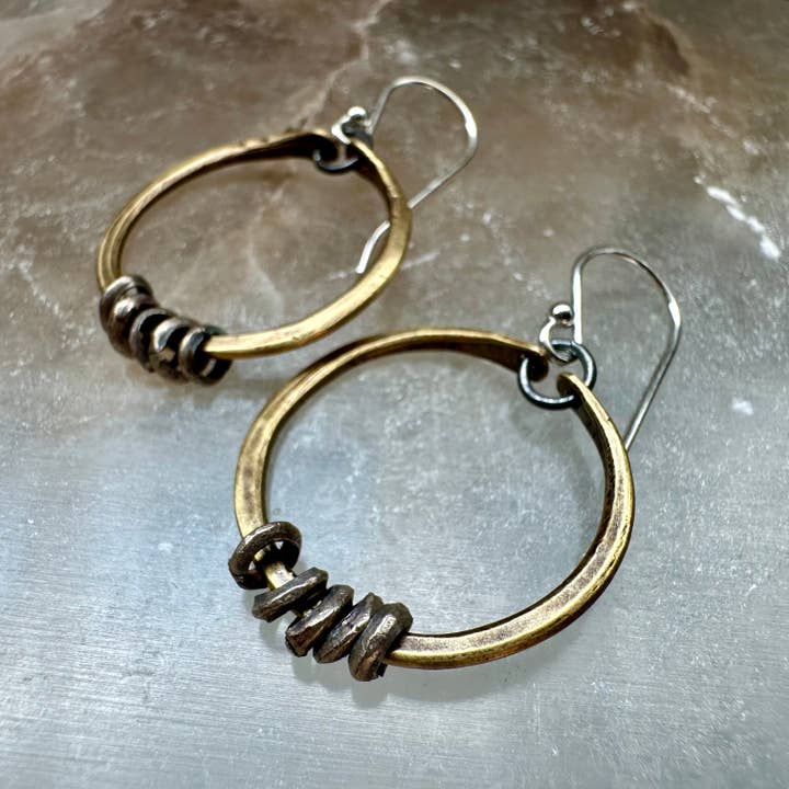 Jennifer Kahn Jewelry - Wholesale Hoop Earrings - Brass Hoop Earrings with Heishi