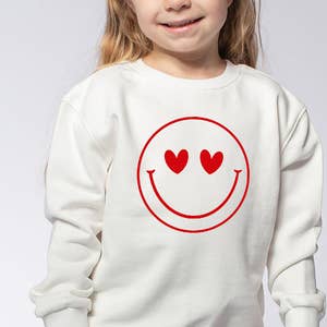 Color block smile face printed top round neck long sleeve hoodie
