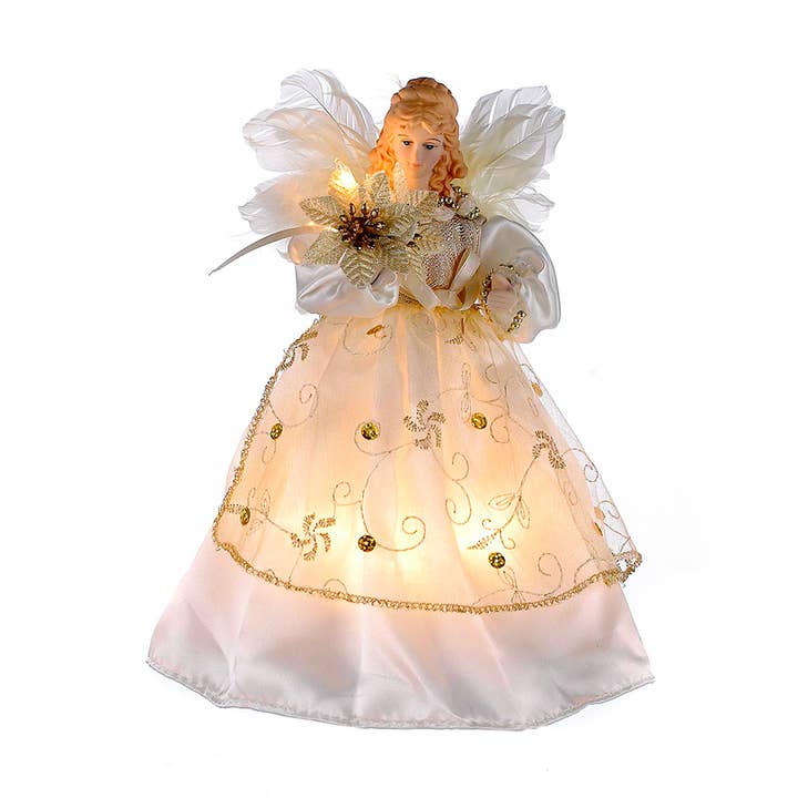 TOPPER ARBRE ANGE IVOIRE/OR 10/L 9"/OR pour la vente par Kurt S. Adler, Inc.