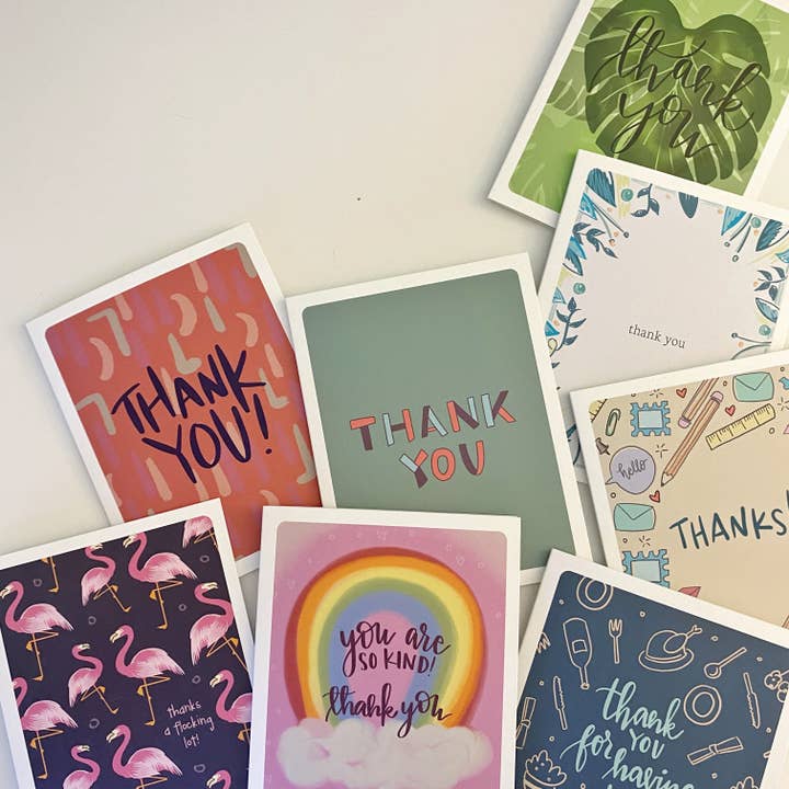 Danksagungskarten-Set (8 Karten mit Umschlägen) für den Großhandel von mavisBLUE paper goods