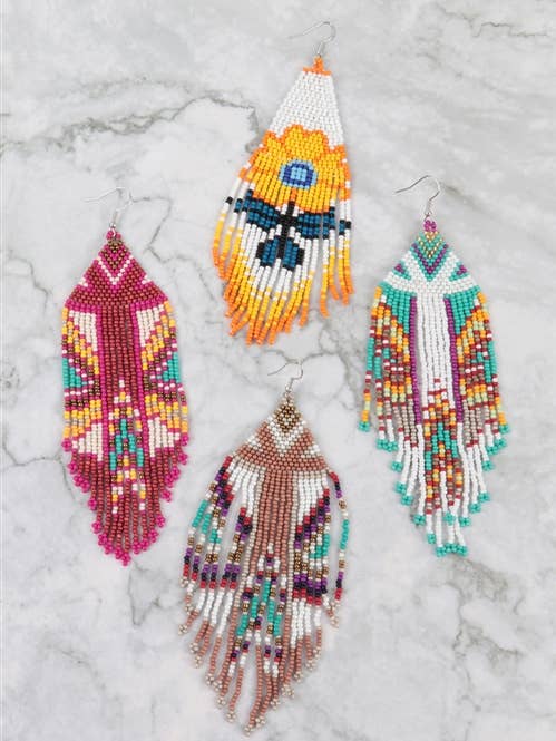 Aztec Pattern Fringe Beaded Fish Hook Earrings and other Purchase Wholesale aztec earring. Free Returns & Net 60 Terms on Faire trending on Faire.