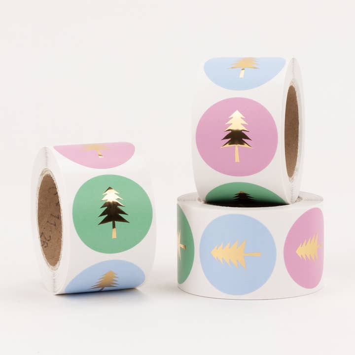 Autocollant Sapin, Rose / Vert / Bleu, 35mm pour la vente par liebevoll verpackt