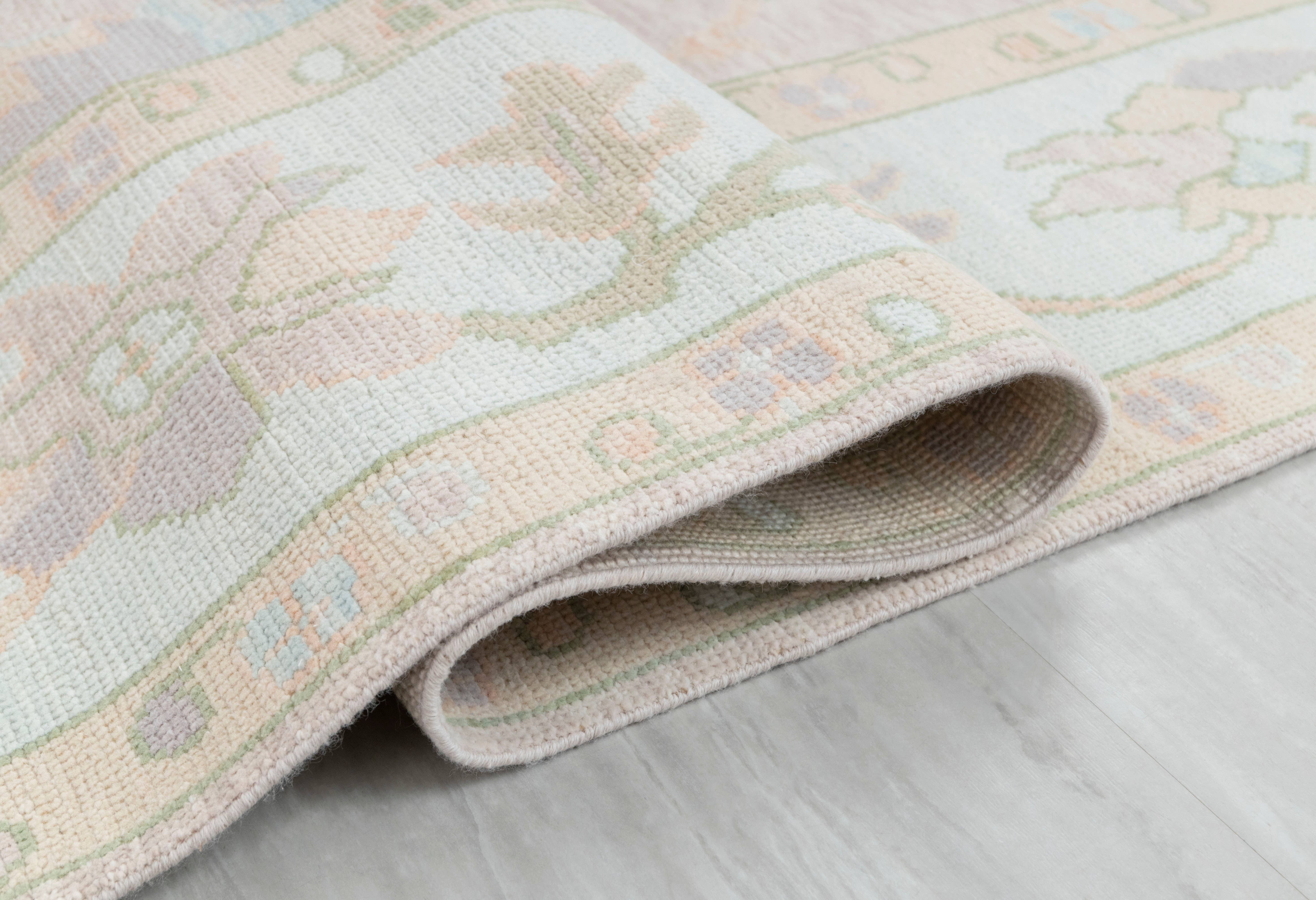 Aesthetic Homes LLC – Tapete por atacado – Tapete Oushak Moderno Rosa Azul, Lã, Tamanho Personalizado #21992