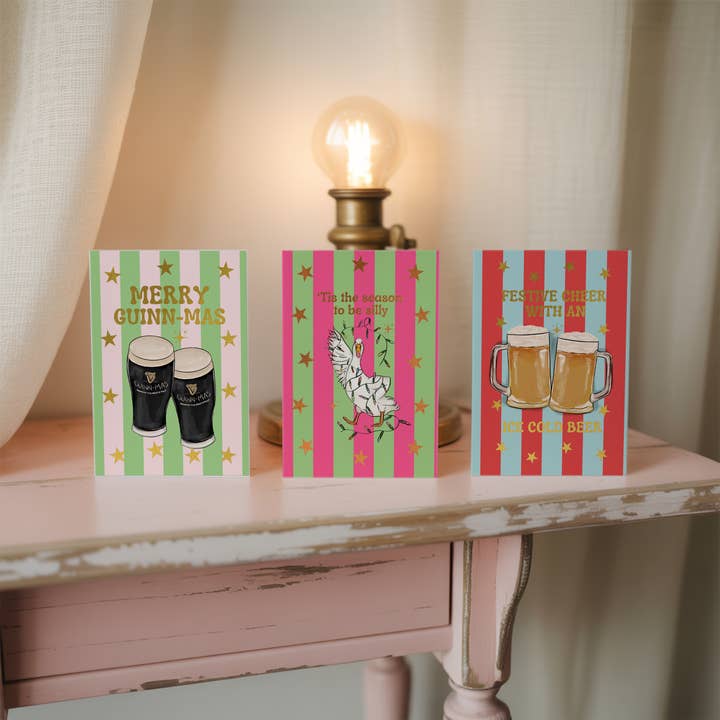 Cartões de Natal com Folha - Pack misto de 5 por atacado de Illustrated by Weezy