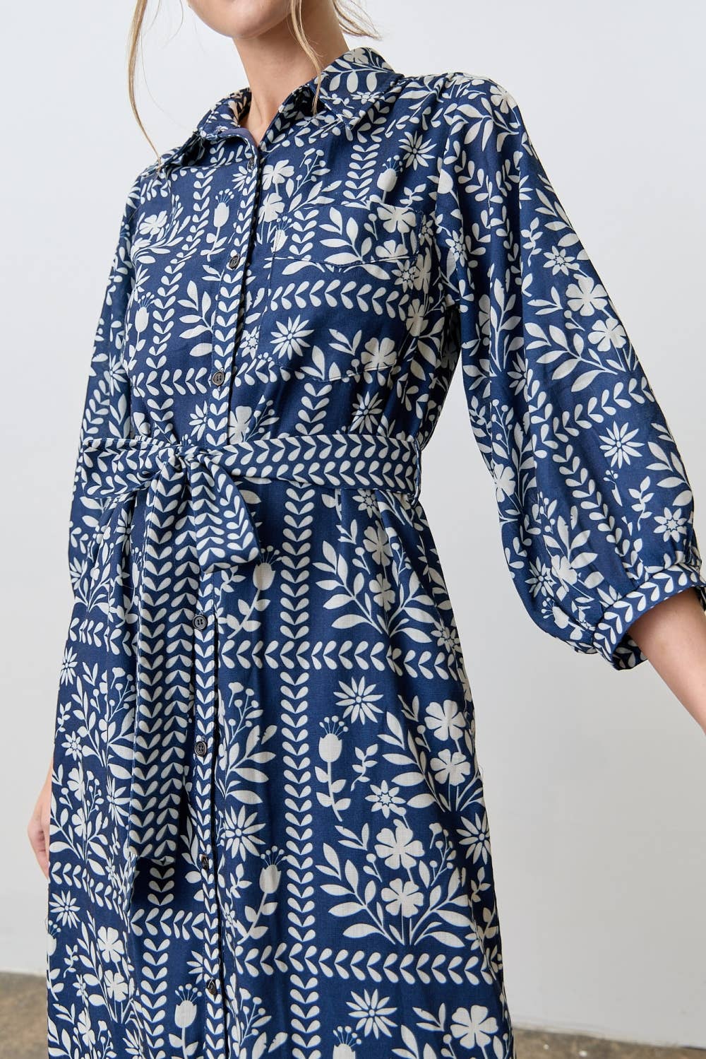 Polagram by Wellmade USA - Wholesale Dress - Women's - BORDER FLORAL PRINT SHIRT DRESS10