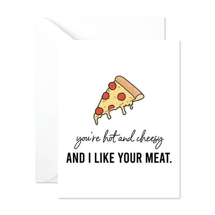 Cheesy Pizza kärlek kort, Roligt Pizza Anniversary Kärlek Card för wholesale av Slate + Brush Design Studio