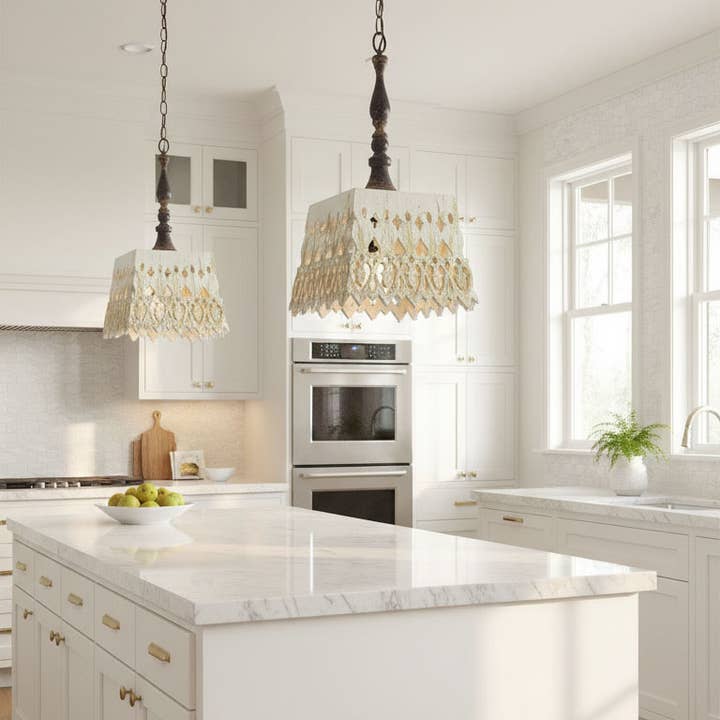 Provence Home - Wholesale Chandelier/Hanging Light - Farmhouse Style Hand-Carved Wood Pendant Light1