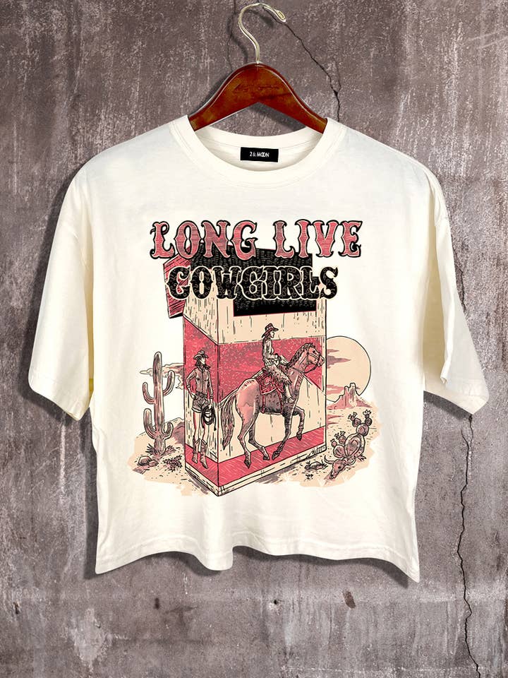 Long Live Cowgirl Graphic Crop Tee for wholesale by 2&moon