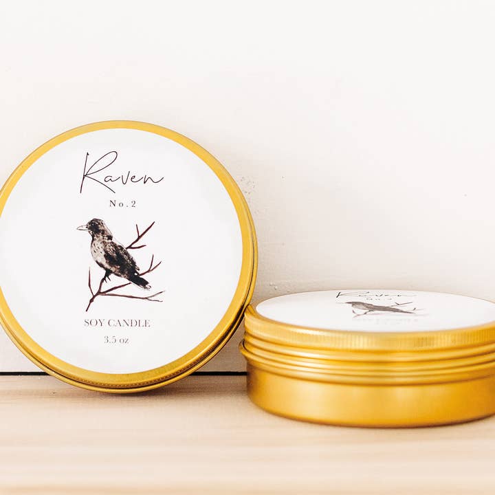 Chirp Chirp Candles - Wholesale Travel Candles - RAVEN No.2 PATCHOULI + AMBER SOY TRAVEL CANDLE