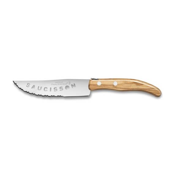 Berlingot sausage knife with olive handle for wholesale by Claude Dozorme