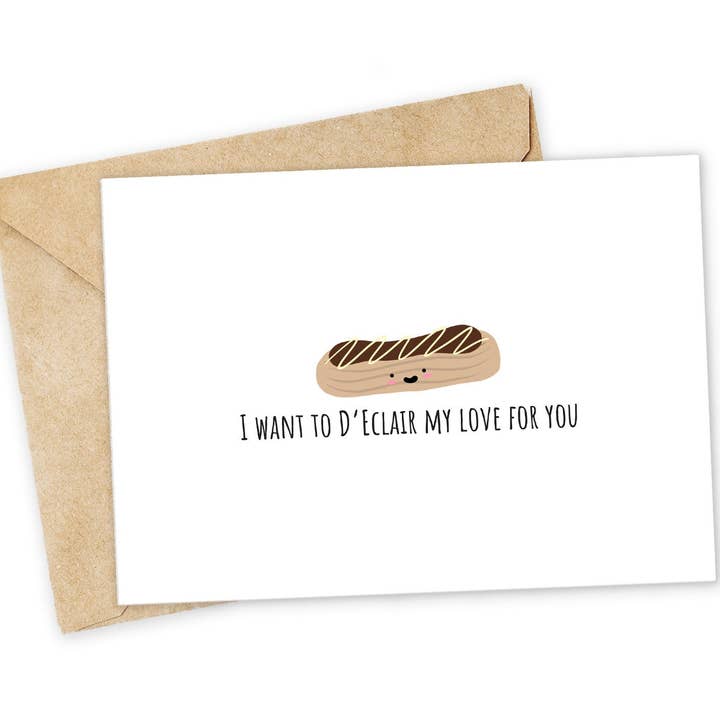 Tarjeta de Felicitación Hecha a Mano de Éclair - Tarjeta Te Quiero para venta al por mayor de Chewy Lemon Studio