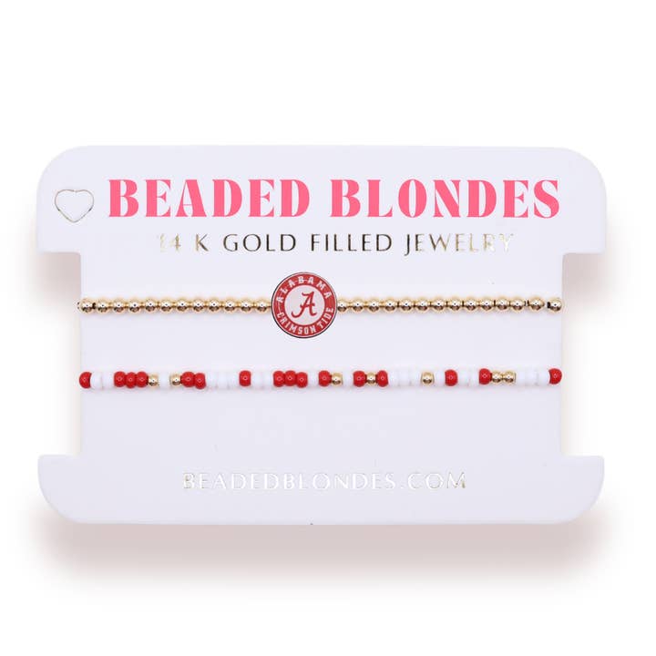 Alabama + Sprinkle Bracelet Stack of 2 for wholesale by Beaded Blondes