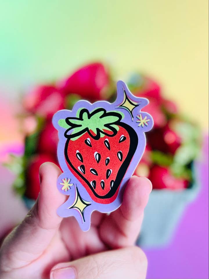 Strawberry Cutie- vinyl sticker for wholesale by Cover Yo Space Gurl