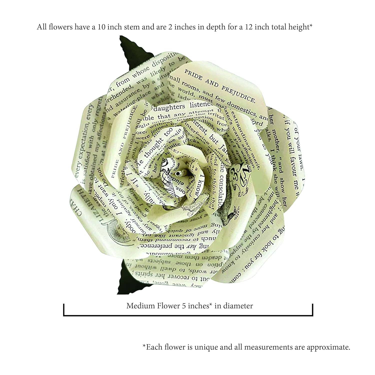 Literary Blooms - Wholesale Artificial Flowers - Pride and Prejudice Paper Rose – Medium (5")3