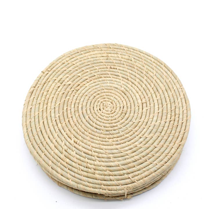 Shebobo – Großhandel Platzdeckchen – Dabu runde Spiralscheiben-Untersetzer und Platzsets aus Raffia-Stroh