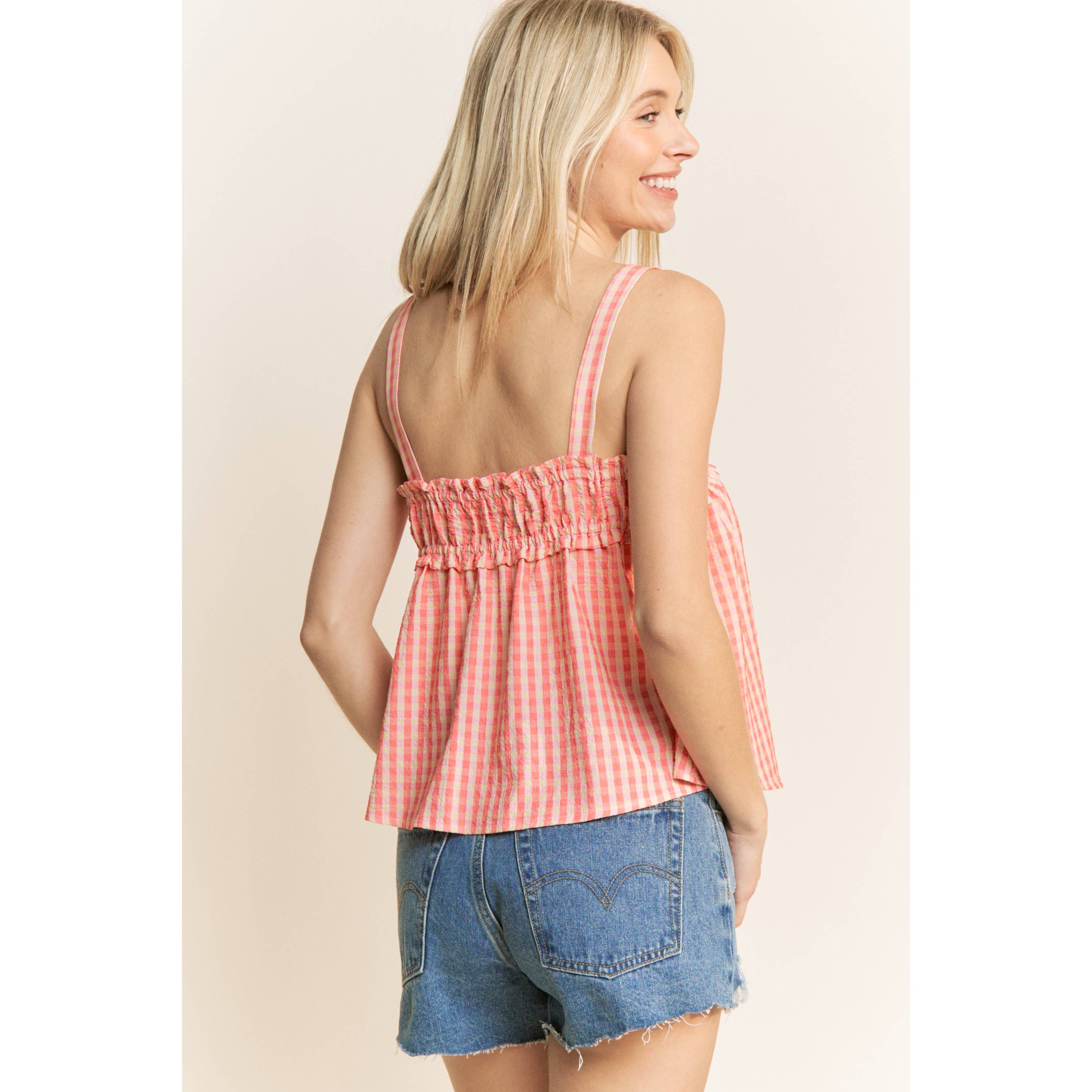 Sweet Generis - Wholesale Tanktop - Dames - GINGHAM RUFFLE BABYDOLL CROP TANKTOP23