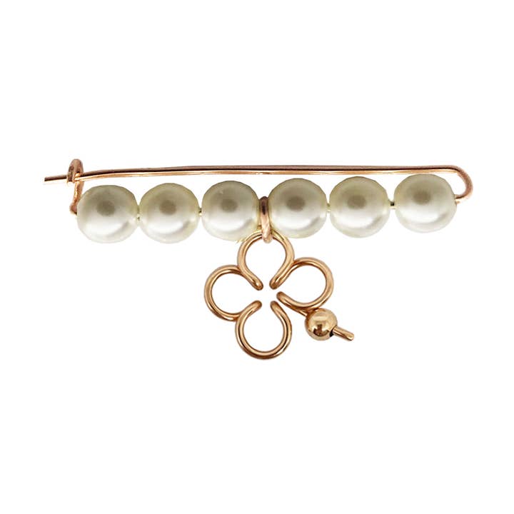 Broche mon trèfle perlé goldfilled rose pour la vente par PADAM PADAM