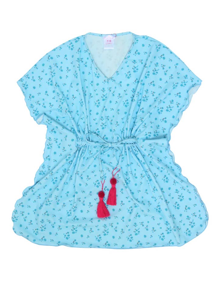 Lidia Blå Blomsterblad Kjole Cover Up for engroshandel hos Piccoli Principi Swimwear