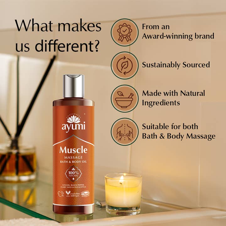 Ayumi Naturals – wholesale Bath/body oil – Muscle Massage Bath & Body Oil5