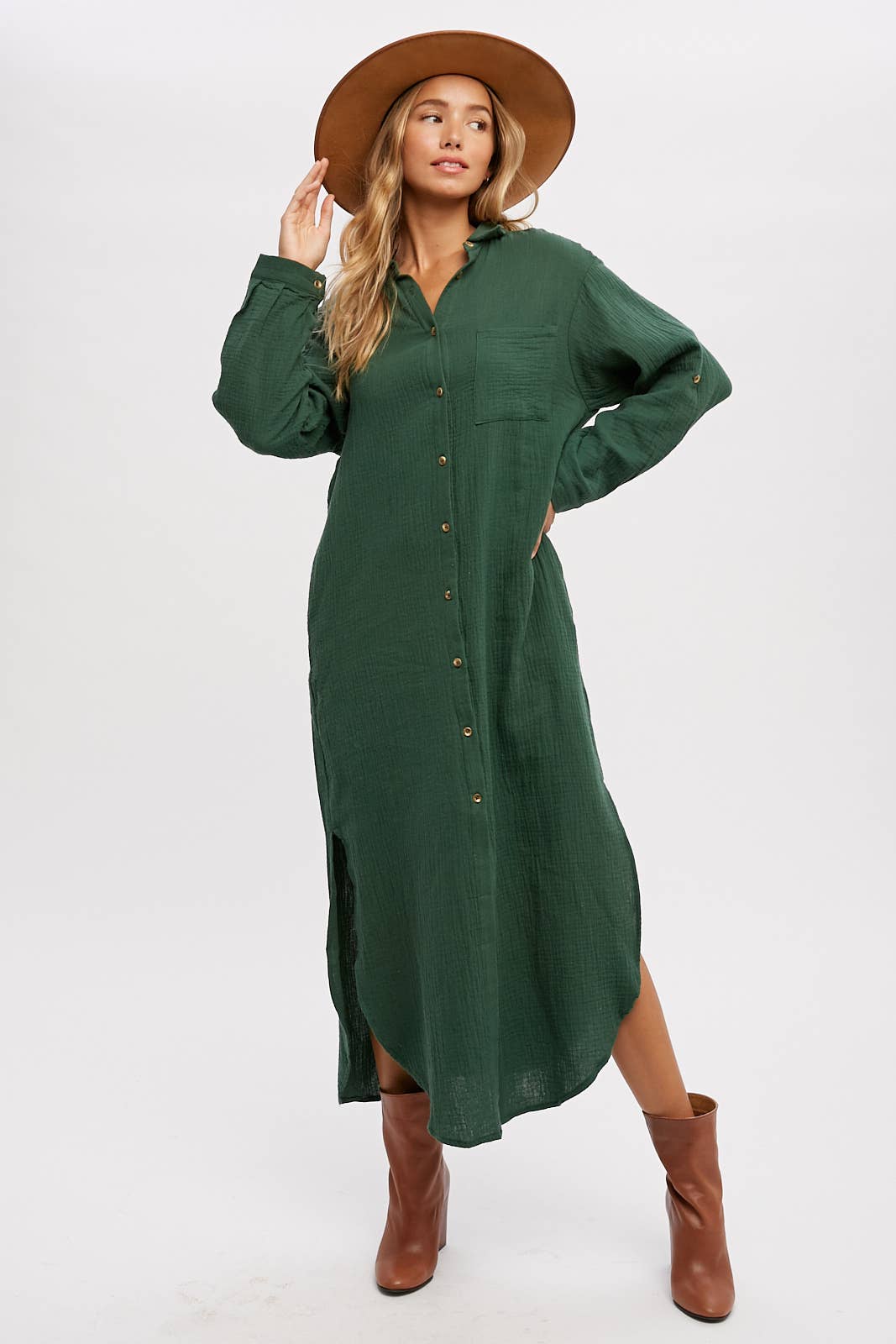 Bluivy - Wholesale Dress - Women's - BUTTON UP MAXI SHIRT DRESS WITH POCKET58