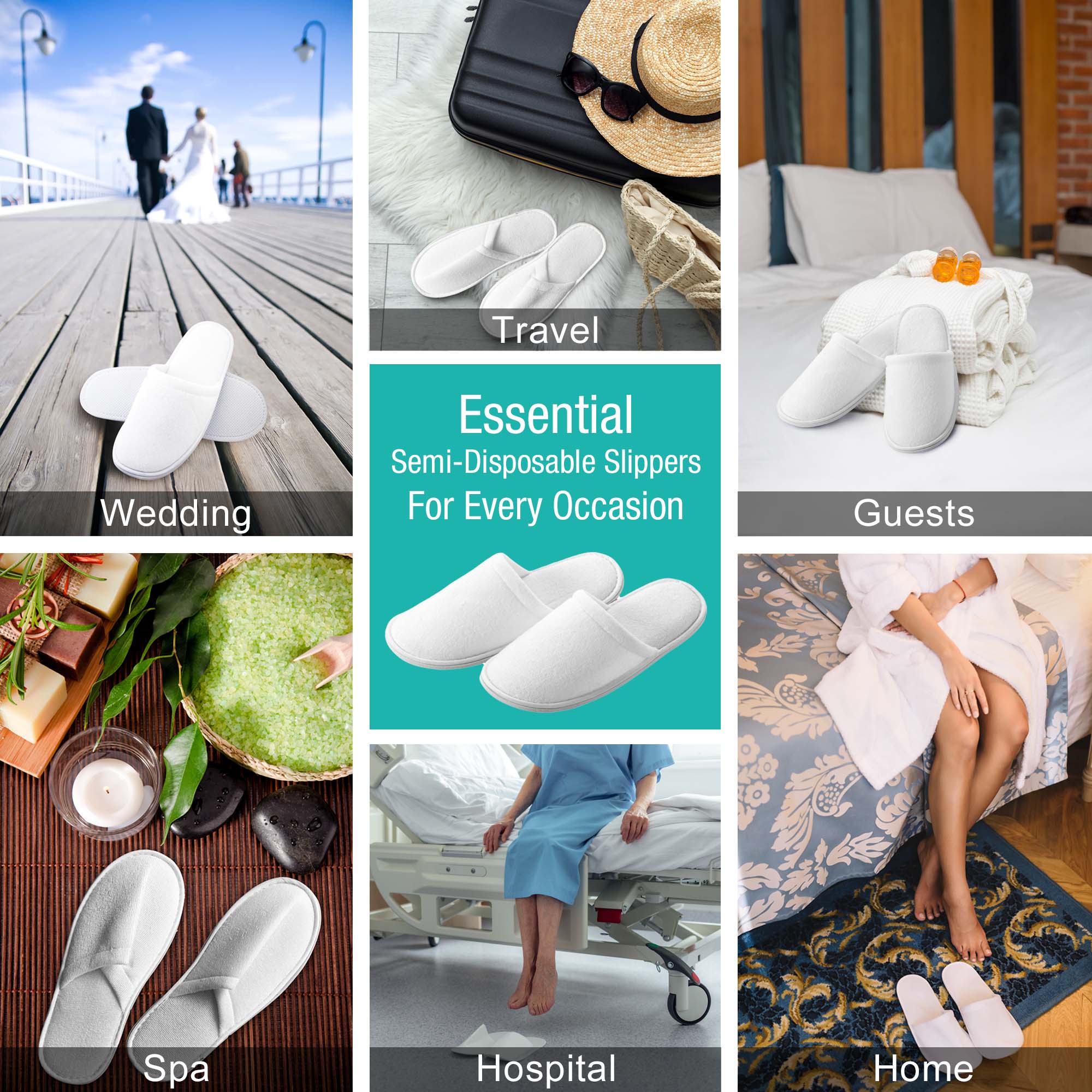 Appearus Products Corp. - Wholesale Slippers - Unisex - Case of 100: Disposable Closed Toe Fine Terry Spa Slippers3