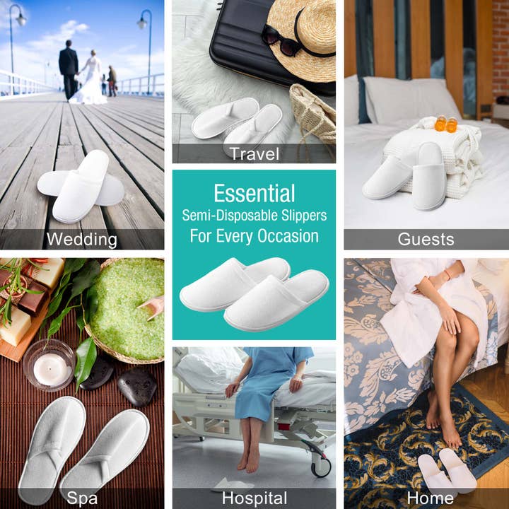 Appearus Products Corp. - Wholesale Slippers - Unisex - Case of 100: Disposable Closed Toe Fine Terry Spa Slippers3