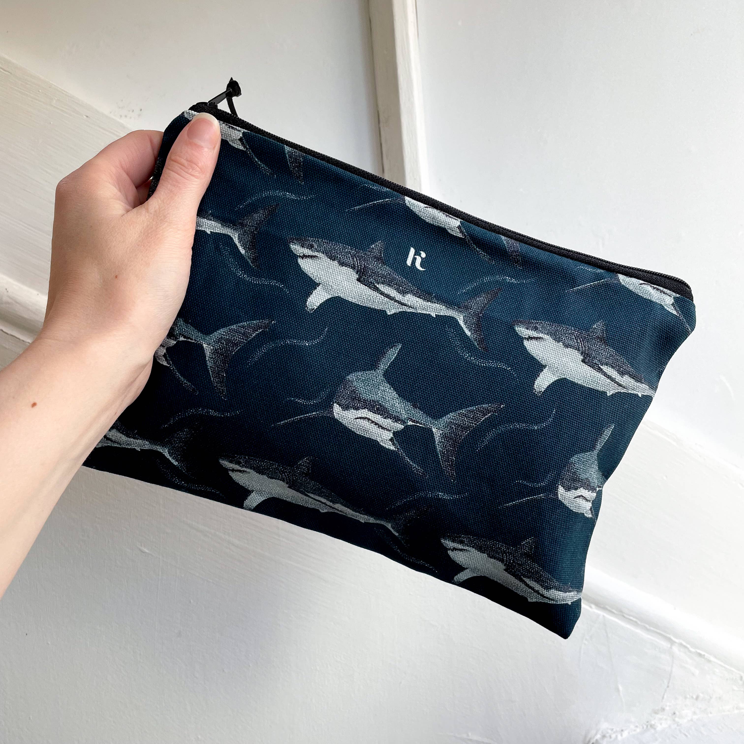 Kelsey Emblow Illustration - Wholesale Makeup/Cosmetic Bag - Shark Pouch Organic Cotton0