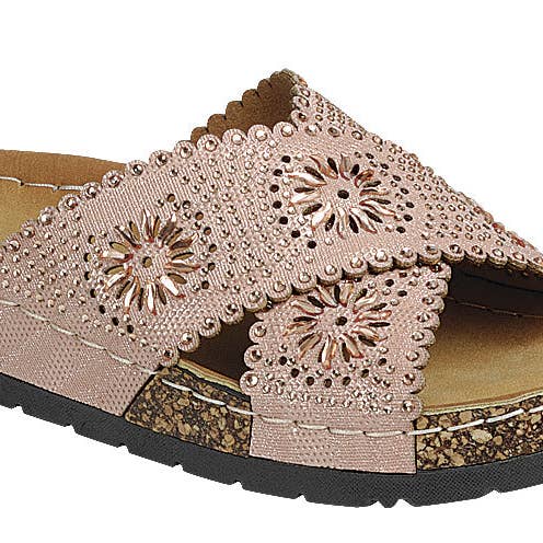 Mars Sky Shoes Wholesale - Wholesale Sandals - Women's - Forever GROVE-W3 Women Rhinestone Crisscross Band Cork Sole Flat Sandals-18 Pairs Pack-10.85/Pair2