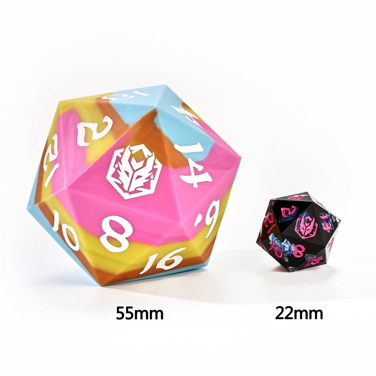 Hymgho Premium Dice - Wholesale Dice - 55mm Chonk Rubber Silicon D20 - Radiant Whispers2