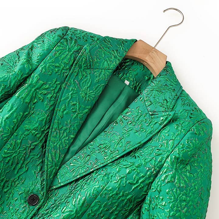 Green SET059 Luxury Jacquard Suit Set for wholesale on Faire
