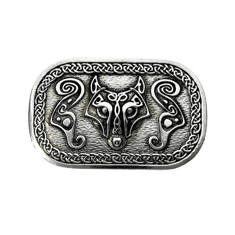 Dublin Gift Company - Vendita all'ingrosso Fibbia per cintura - Unisex - Fibbia per Cintura in Peltro con Lupo Celtico - Design Intricato a Nodo