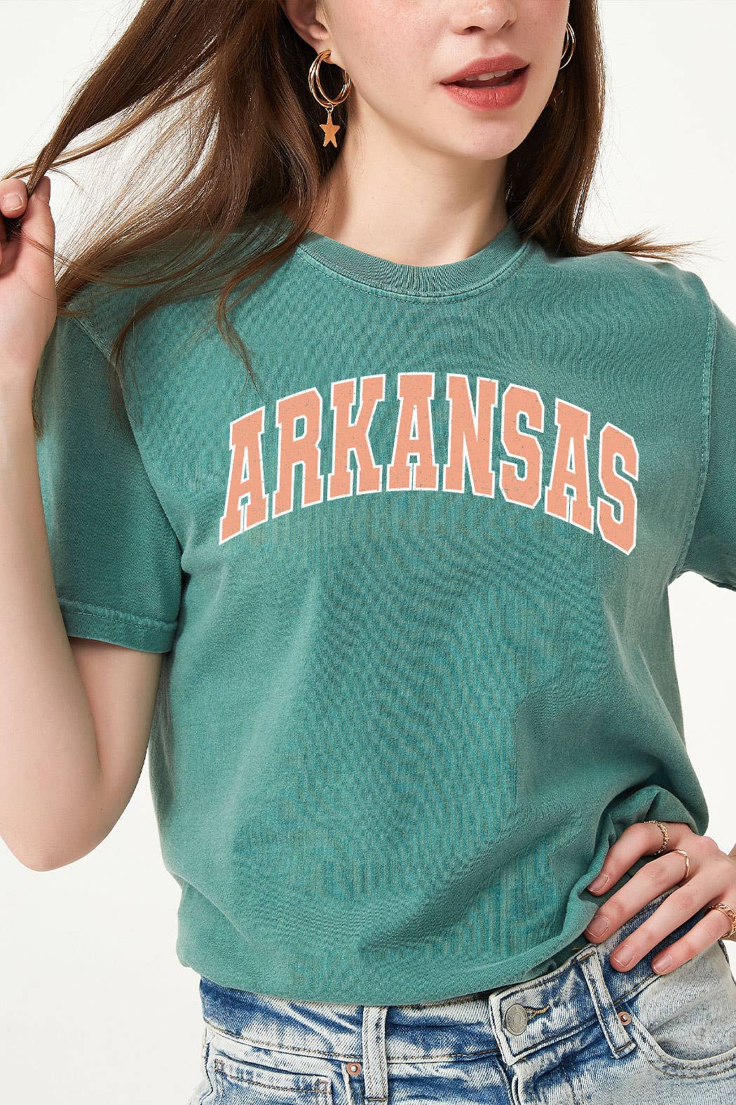 Kissed Apparel - Vente T-shirt sérigraphié – femme - T-shirt Arkansas Varsity Font Comfort Colors 2