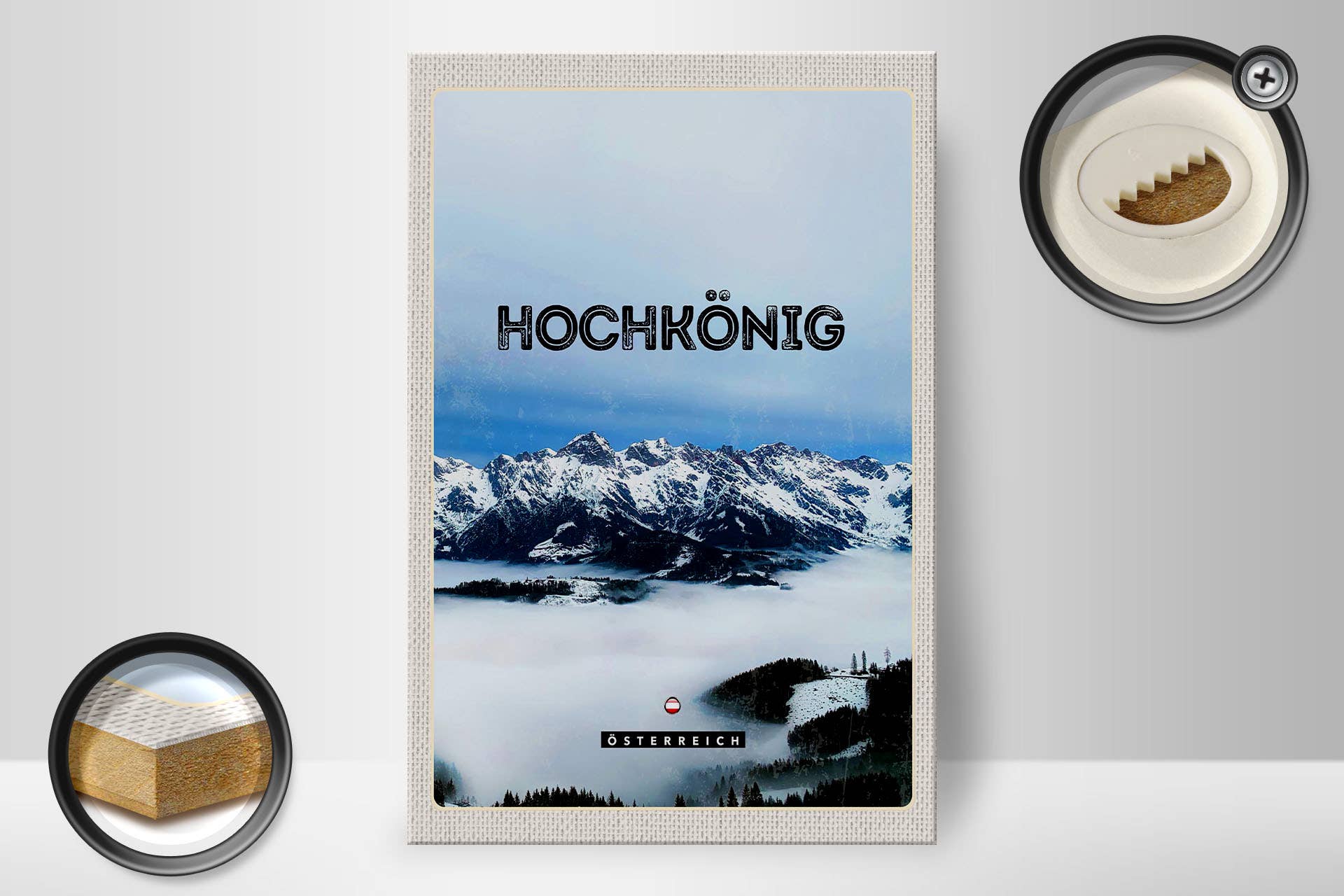 Femer - Wholesale Sign - Travel wooden sign 20x30cm View of Hochkönig Mountains Winter1