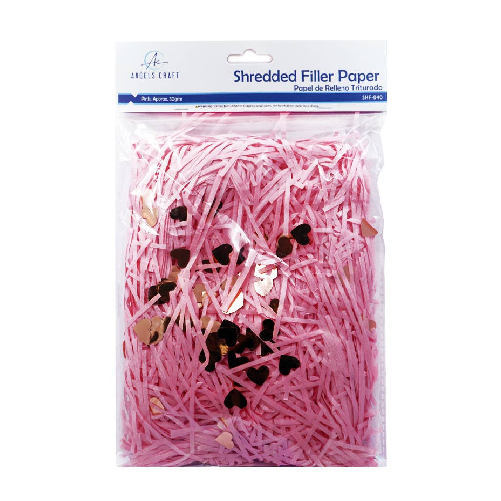 Angels Craft – Engroshandel Håndværk forsyninger – Strimlet papirfyld med hjertekonfetti – 30g0