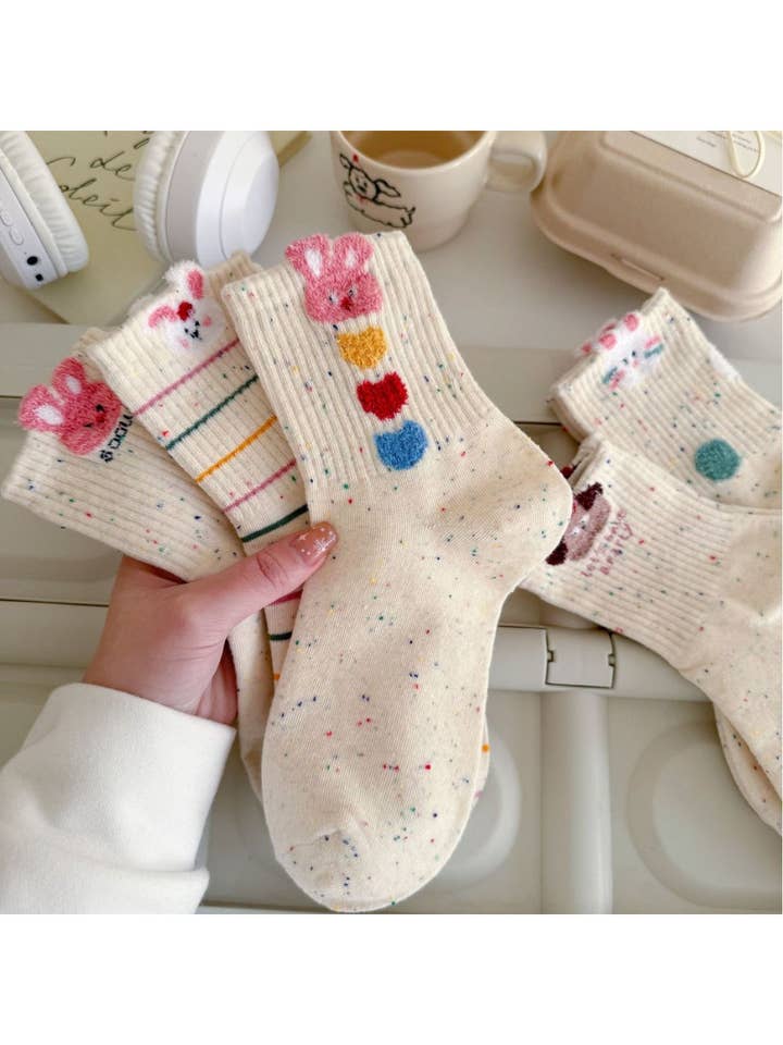 Rufia - Bunny Stripe Confetti Crew Socks for wholesale by Funkyrel® Atzbranding Limited