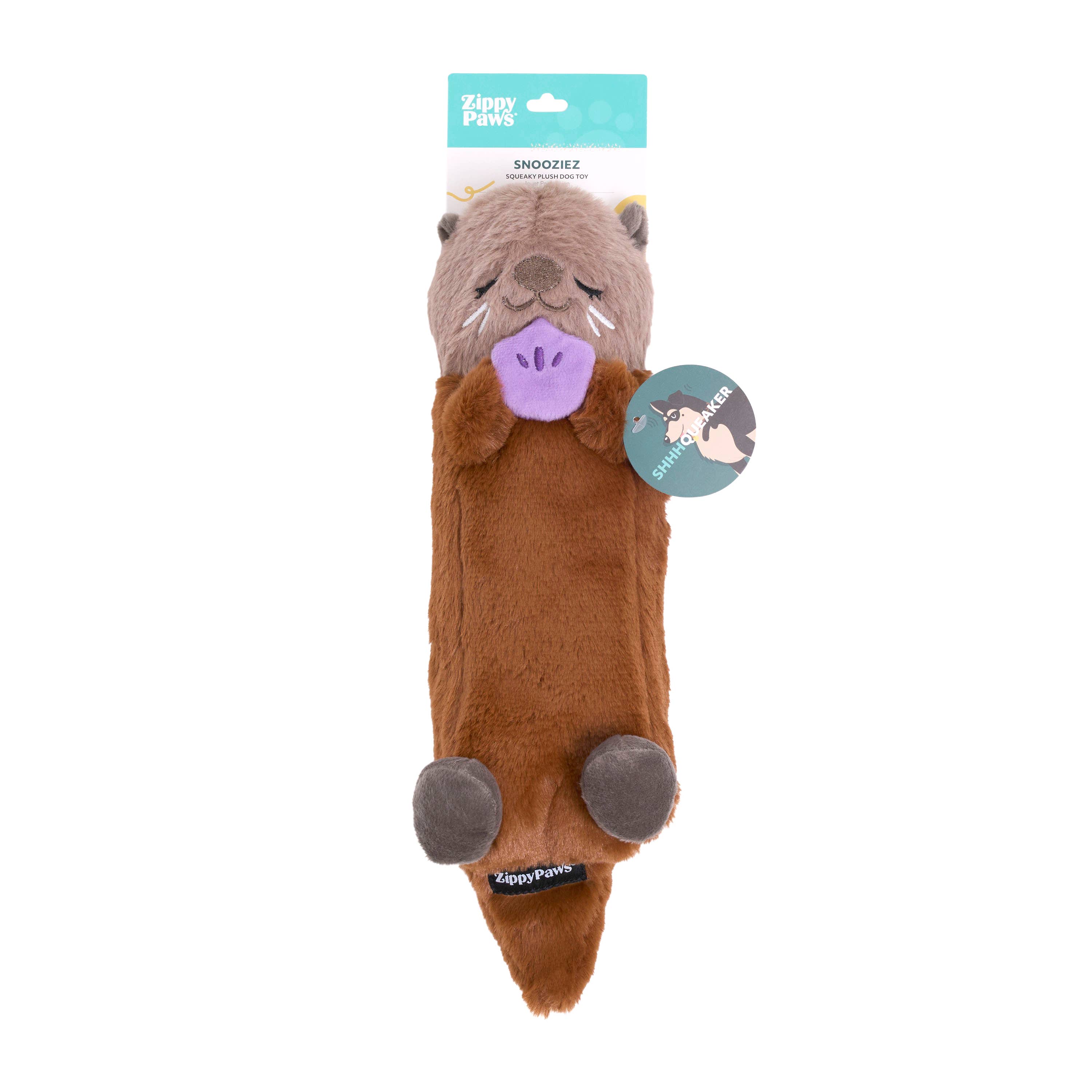 ZippyPaws - Wholesale Pet Toy - Dog - Snooziez with Shhhqueaker - Otter - Silent Dog Toy4