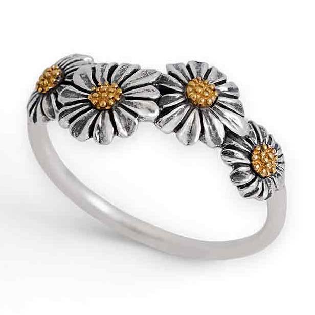 Sterling Silver and Bronze Daisy Chain Ring for wholesale by Nina Designs