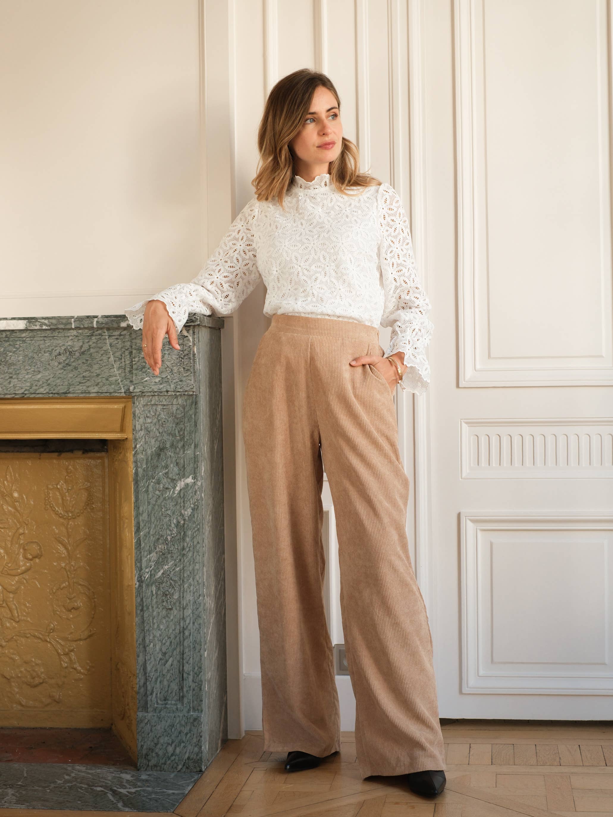 LOVIE & CO - Wholesale Pants - Women's - Corduroy pants with elastic waistband - 72926-1-LOIC1