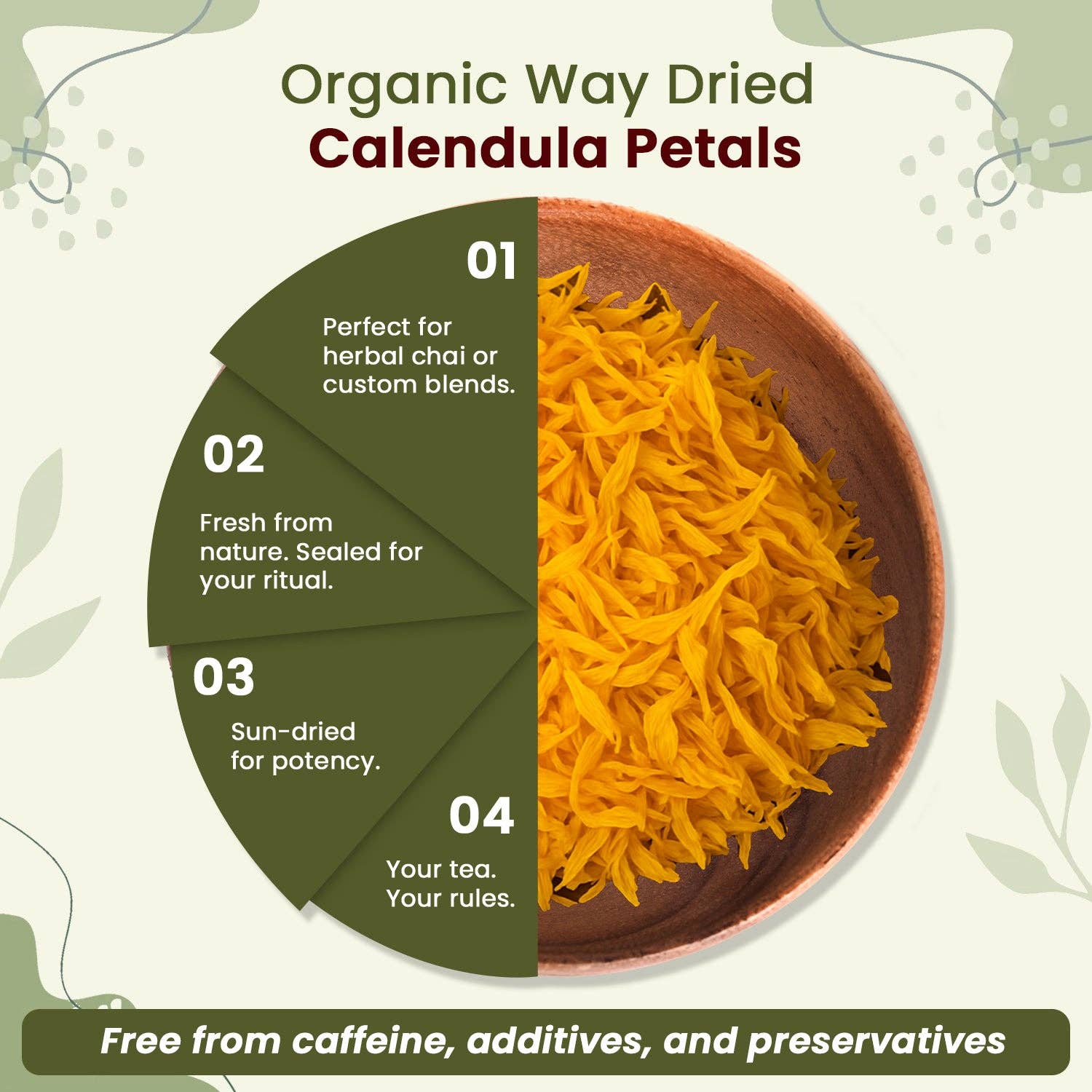 Organic Way LLC - Wholesale Herbs - Dried Calendula Petals | Herbal Tea (Calendula Officinalis) - European Wild-Harvest | Kosher Certified | USDA Certified | Origin - Albania5