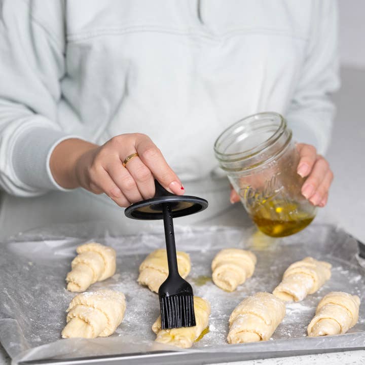 Fox Run Brands – Pente de cozinha por atacado – Tampa de Silicone com Pincel de Cozinha Preto Jarware para Boca Larga4