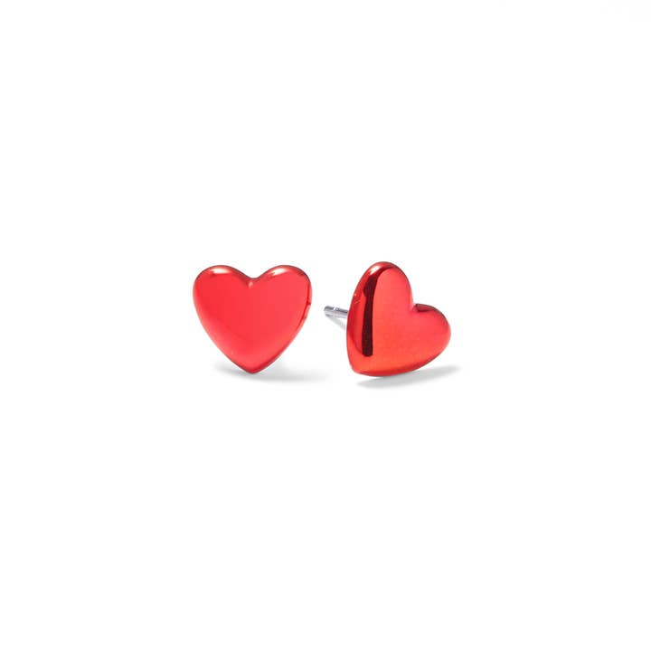 Red “Sticker” Heart Stud Earrings for wholesale by Johannah Masters Collection