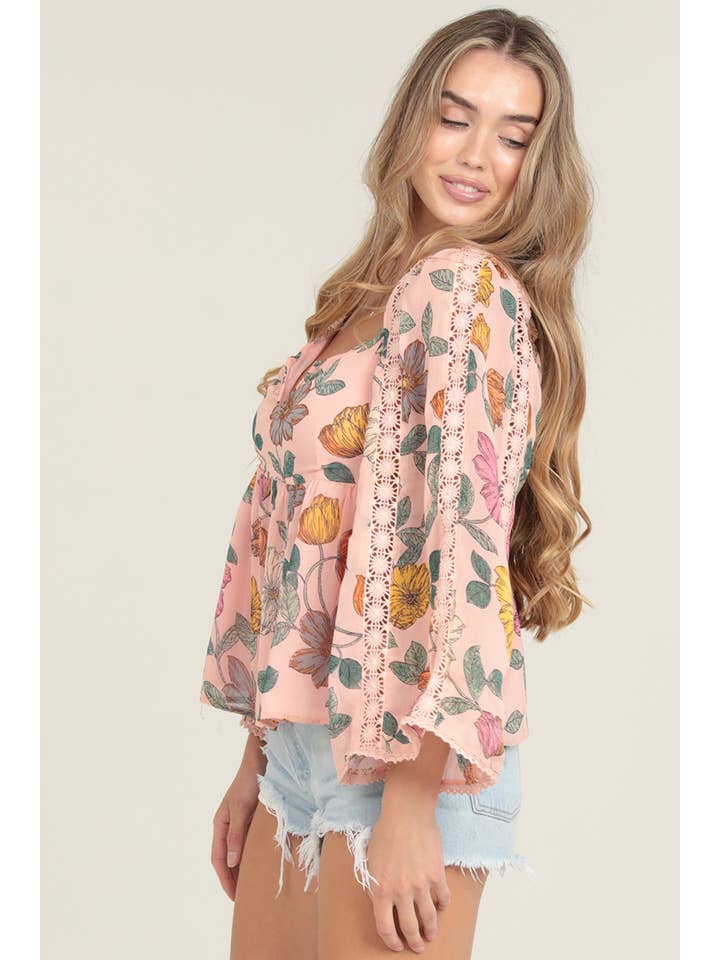 ANGIE - Wholesale Blouse - Women's - F2A79-A915 SWEETHEART NECKLINE WITH LONG SLEEVES 1